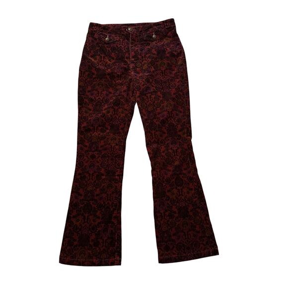 Free People black and red corduroy paisley bootcut pants size 4 - Picture 1 of 12